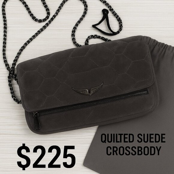 Zadig & Voltaire Quilted Suede Crossbody Bag - Picture 1 of 16